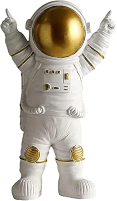 Joylern Spaceman Statue Astronaut Figurine Resin Spaceman Model Ornament Astronaut Sculpture for Home Office Desktop Tabletop Decoration Gold Victory