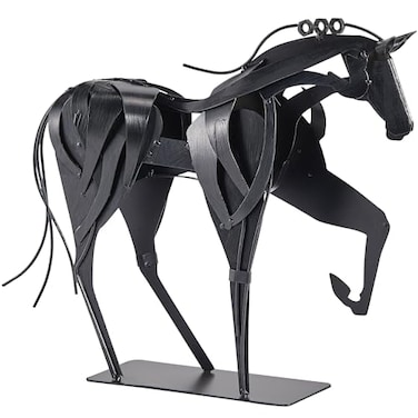 SunBlogs Art Metal Horse Statue Decor Handmade Strong Modern Horse Sculpture Handicraft Rustic Metal Statue Decorations Gift for Home Office Desk Figurine Brown