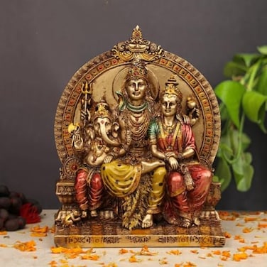 zig zag Lord Shiva Family Shiv Parivar Religious Statue Idol for Pooja Room Mandir Temple Gift Size 8 inches