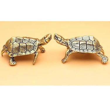 ALHBEJT Brass Turtle Brass Tortoise Statue Figure Home Office Decorative Ornament Collectible 2PCS