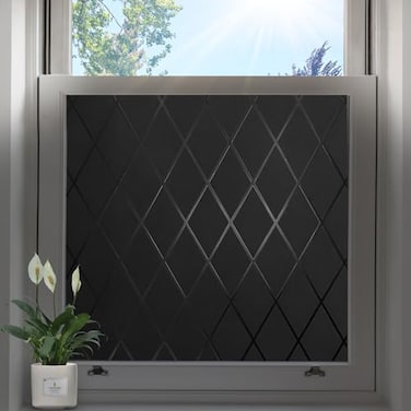 bofeifs Blackout Window Film UV Blocking Window Tint One Way Lattice Privacy Window Film Frosted Glass Static Cling Decorative Window Cover for Home Bathroom Front Door 175 x 787 in