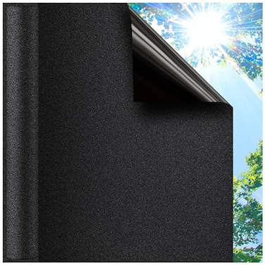 Coavas Blackout Window Privacy Film Total 100 Light Blocking Room Darkening Window Tint for Home Frosted Static Cling Black Out Cover 118 x 787 Inch Blackout