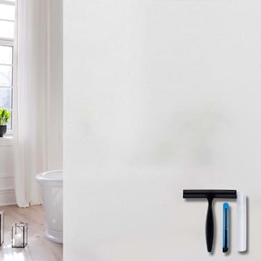 Volcanics Frosted Glass Window Privacy Film with Installation Tools Removable Static Cling Bathroom Window Film Heat Control UV Blocking PeepProof Ideal for Home Office 175 x 787 Inches