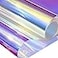 Zonon 1 Sheet Iridescent Cellophane Wrap Roll Holographic Window Film 16 x 100 Inches Dichroic Adhesive Film Rainbow Decorative Sticker for Gift Baskets Wrapping DIY Craft Party Easter Decor Blue