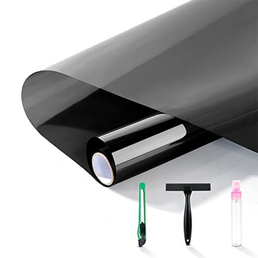 FuFin OneWay Window Privacy Film with Free Installation ToolsPremium PET MaterialHeat Control 99 UV Blocking and Privacy Protection Window FilmWindow Tint for Home Office Black 4131969