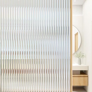 Beautyhero Reeded Glass Window Privacy Film 3D Decorative Fluted Window Coverings with UV Blocking SelfAdhesive Removable Security Tint for Home Bathroom Door Renter Friendly 236 x 787 Inch
