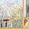 LOVEPEA Lovepea Rainbow Window Privacy Film with Installation Tools 3D Decorative Stained Glass Decals Removable PeepProof Static Cling Heat Control UV Protection 175 x 787 Inch