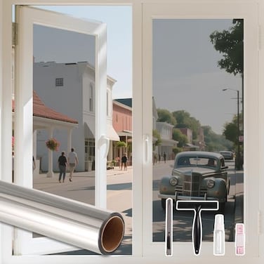 LEMON CLOUD One Way Window Privacy Film See Out Not in Reflective Mirror UV Window Cling Sun Blocking Heat Control Glare Control with Tools175 Inch x 787 Inch