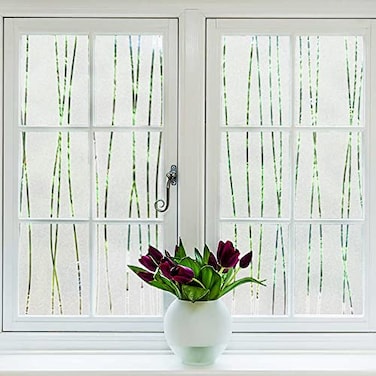NINETREX Window Privacy FilmFrosted Glass Window FilmWindow Frosting FilmDecorative Front Door Coverings NonAdhesive AntiUV Window Sticker for Home OfficeStripe Pattern236 x 787Inches