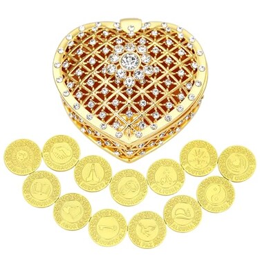 TINGKU Spanish Wedding Arras Coins Set Gold 13 Unity Coins with Heart Box
