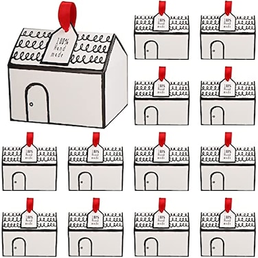 Haomian 20 Pcs House Shaped Gift Boxe White Low Style House Shaped Gable Gift Boxes Fancy Treat Cookie Dessert Bakery Boxes for Party Goodies Gifts Giving Small BakesWhite Low Style