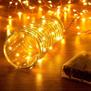 Ariceleo 1 Pack 164ft Battery Operated String Lights with Timer Warm White with Synchronized Twinkle Mode Fairy Lights Battery Powered 50 LEDs Idea for Christmas Bedroom Party Wedding