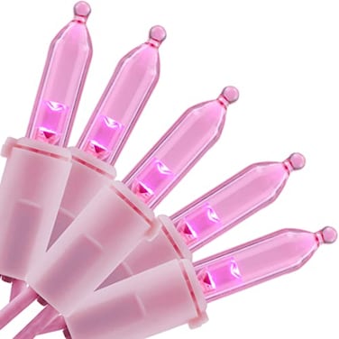 YULETIME 100 Pink LED Christmas Lights 33 ft Pink Wire UL String Light