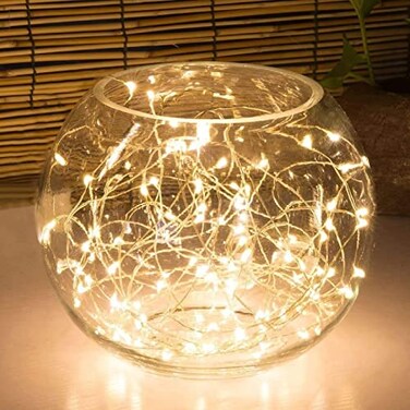 Highill 100LED Fairy Light Battery Operated LED Lights with Timer Setting Warm White String Lights 10M Silver Wire Starry Lighting for Bedroom Indoor Christmas Tree Wedding Decor Idea Put in Jars