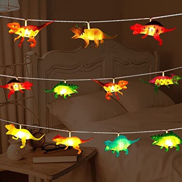 Hoolight 8LED Dinosaur String Lights for Boys Room Battery Operated Dinosaur Lights String Dino Light for Boys Kids Bedroom Decor Christmas Tree Decoration Party Garden Tent Wall