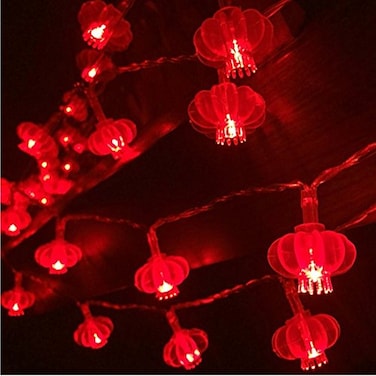Amants01 33ft10M 80 LED Red Lanterns String Lights Battery Operated Fairy String Lights Wedding Chinese New YearSpring FestivalParty DecorationChristmas