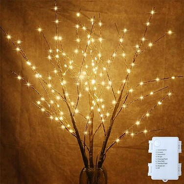 AMARS 2 Pack Lighted Prelit Twig Tree Branches Lights with Timer Battery Operated Christmas Holiday Decorative Sticks Vase Filler for Home Decoration 31inch