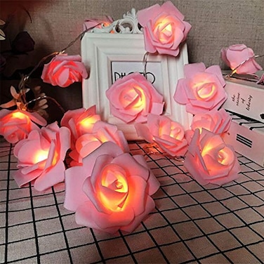 Gee Hut Birthday Decorations Rose Lights Wedding Decor Flower Fairy Lights Valentines Mothers Day Anniversary Proposal Birthday Party Decorations String Light 147FT 30LED Battery Operated Pink