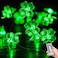 BOHON St Patricks Day Decorations Shamrocks String Lights Battery Operated with Remote 10 ft 40 LEDs Lucky Clover Green Lights for Bedroom Party Feast of Saint St Patricks Day Decoration