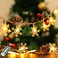UZKEW Christmas Garland with Snowflake Lights 30 Led 10ft Battery Operated 8 Lighting Modes Timer Pine Cones Red Berry Garland Indoor Outdoor Office Decor Xmas String Light Mantle Decorations Warm Whi