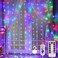 Meliven Curtain Lights String Lights Bedroom 300 LED 98x98Ft Twinkle String Light Decorations for Window Wedding Bedroom Wall Party Backdrop Cute Home Indoor Outdoor Decor String Light Remote Control