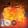 Ehome String Lights USB Fairy Lights Plug in 33 ft 100 LED Twinkle String Lights Silver Wire Lights with Remote and Timer 8 Modes Outdoor Indoor Waterproof Starry Lights DIY Party Wedding Orange