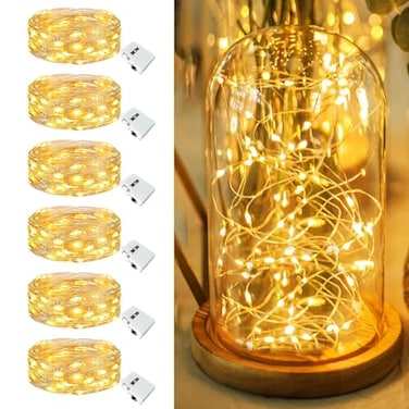Fairdeer 6 Pack Fairy Lights Battery Operated 7ft 20 Led Twinkle Lights 3 Modes Bulk Mini String Lights Waterproof for Mason Jars Vases DIY Party Wedding Fathers Day Decoration Warm White