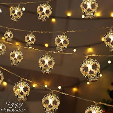 Gooyule Halloween String Lights Skull String Light Hallo ween Fall Fairy Light BatteryUSB Powered Optional 2 Modes Cute Lights 2026 Indoor Outdoor Decor for Home Yard Patio 30 LED Halloween String Lig