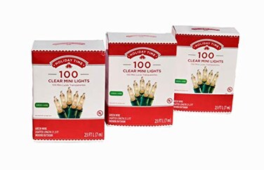 HOLIDAY TIME Holiday Time 100 Clear Mini Lights Green Wire 215 FT 3 Pack Bundle
