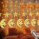 Homeleo Ramadan Decorations for Home138 LED Upgraded Extra Large Star Moon Curtain Lights for Kids Bedroom DecorUSB Powered 8 Modes Remote LED Fairy Lights for Ramadan Window Wedding Christmas Decor