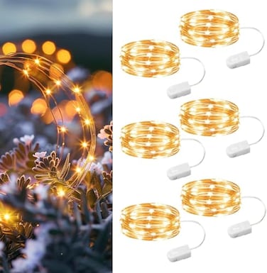 HXWEIYE 6 Pack Fairy Lights Battery Operated 7ft 20LED Mini Firefly Starry Lights Mason Jar Lights for Indoor Outdoor Bottle Tree Party Wedding Halloween ThanksgivingWarm White