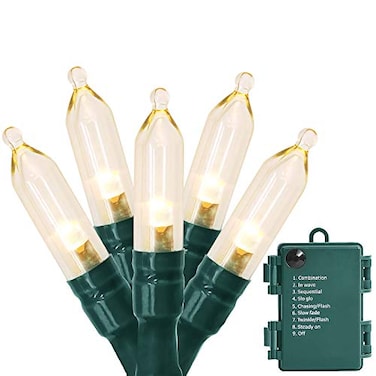 MAGOTAN Christmas Lights Battery Operated String Lights 18ft 50 LED 8 Modes LED Mini Lights with Timer for Christmas Tree Wreath Party Home Indoor Outdoor Decor Waterproof Warm White