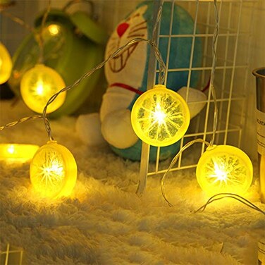 HuiZhen Novelty Lemon Decor Fairy String Lights with 20 LED Battery Operated Warm Twinkle Christmas String Lights for KitchenPartyWeddingFestivalHome Decorations13ft4m Provide Two Extra Lemon Slices