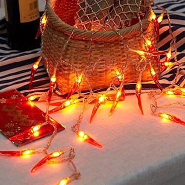OKBA 2pack red Chili Pepper String Lights40 LED Pepper String lamp Indoor Kitchen Decor Outdoor Mexican Decorations Light Battery Powered for Chinese New YearHoliday PartyChristmas Home Decor