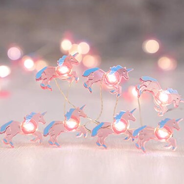 Silverstro Unicorn LED Lights for Bedroom Remote 30LEDs USB Battery Operated Cartoon Pink String Lights Home Summer Thanksgiving Holiday Decor