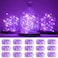 SmilingTown 15 Packs 20 Led Purple Fairy Lights Battery Operated 66ft Silver String Lights Waterproof Firefly Starry Light for DIY Table Centerpieces Wedding Halloween Christmas Party Decor