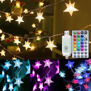 Solhice 40ft Color Changing Star String Lights for Bedroom 120 LEDs Indoor Hanging Fairy Lights USB Powered Starry Lights with Remote Bunk Bed Lights for Kids Room