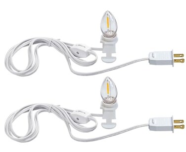 YIMILITE 2 Pack C7 06W 2700K Featuring Standard E12 LED Bulb Candelabra Base Christmas Village Light Accessory Cord with 2 LED Light Bulb