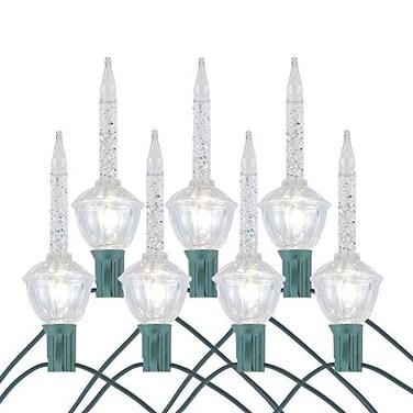 Novelty Lights Traditional Glitter Bubble Light Set 6 Feet 7 Bulbs Clear Liquid with Glitter and Clear Bases 5 Watt E12C7 Bulbs for Indoor Christmas Trees Nostalgic Holiday Home Decor