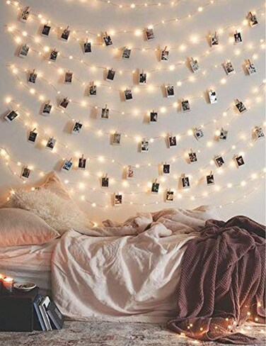 LECLSTAR Photo Clip String Lights 17Ft 50 LED Fairy String Lights with 50 Clear Clips for Hanging Pictures Photo String Lights with Clips Perfect Dorm Bedroom Wall Decor Wedding Decorations