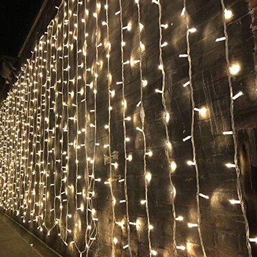 Magictec 300 LED Curtain String Light 8 Lighting Modes Fairy Twinkle String Lights Wedding Party Home Garden Bedroom Outdoor Indoor Wall Decorations Warm White