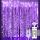 HOME LIGHTING Window Curtain String Lights 300 LED 8 Lighting Modes Fairy Copper Light with Remote USB Powered for Halloween Christmas Bedroom Party Wedding Home Garden Wall Decorations Purple