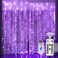 HOME LIGHTING Window Curtain String Lights 300 LED 8 Lighting Modes Fairy Copper Light with Remote USB Powered for Halloween Christmas Bedroom Party Wedding Home Garden Wall Decorations Purple