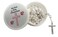 Westmon Works First Communion Rosary White Glass Bead Catholic Deluxe Set with Case for Ladies