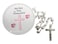 Westmon Works First Communion Rosary White Glass Bead Catholic Deluxe Set with Case for Ladies