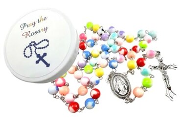 Westmon Works Pray the Rosary with Case Set Catholic Prayer Necklace with Crucifix and Miraculous Medal Gift for Communion Confirmation Christmas