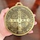 BONITTER EXTRA LARGE 5 INCH ST BENEDICT CROSS MEDAL VINTAGE BRASS TONE FINISH FOR WALL OR DESK DISPLAYMEDALLA DE SAN BENITO Golden