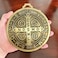 BONITTER EXTRA LARGE 5 INCH ST BENEDICT CROSS MEDAL VINTAGE BRASS TONE FINISH FOR WALL OR DESK DISPLAYMEDALLA DE SAN BENITO Golden