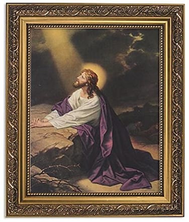 Gerffert Collection Christ in Gethsemane Garden Framed Portrait Print 13 Inch Ornate Gold Tone Finish Frame