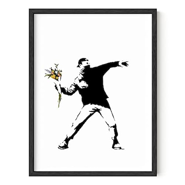 HAUS AND HUES Flower Thrower Wall Art Graffiti Art Banksy Prints Modern Pop Art Wall Decor Poster UNFRAMED 12x16